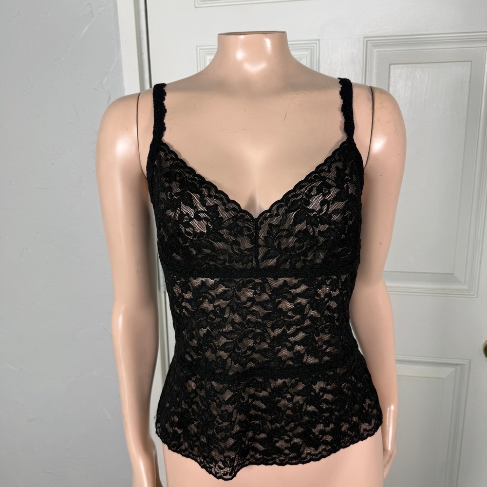 Vintage Y2K Hanky Panky Shirt Medium Sheer Lace Tank Top Cami Floral I3-10